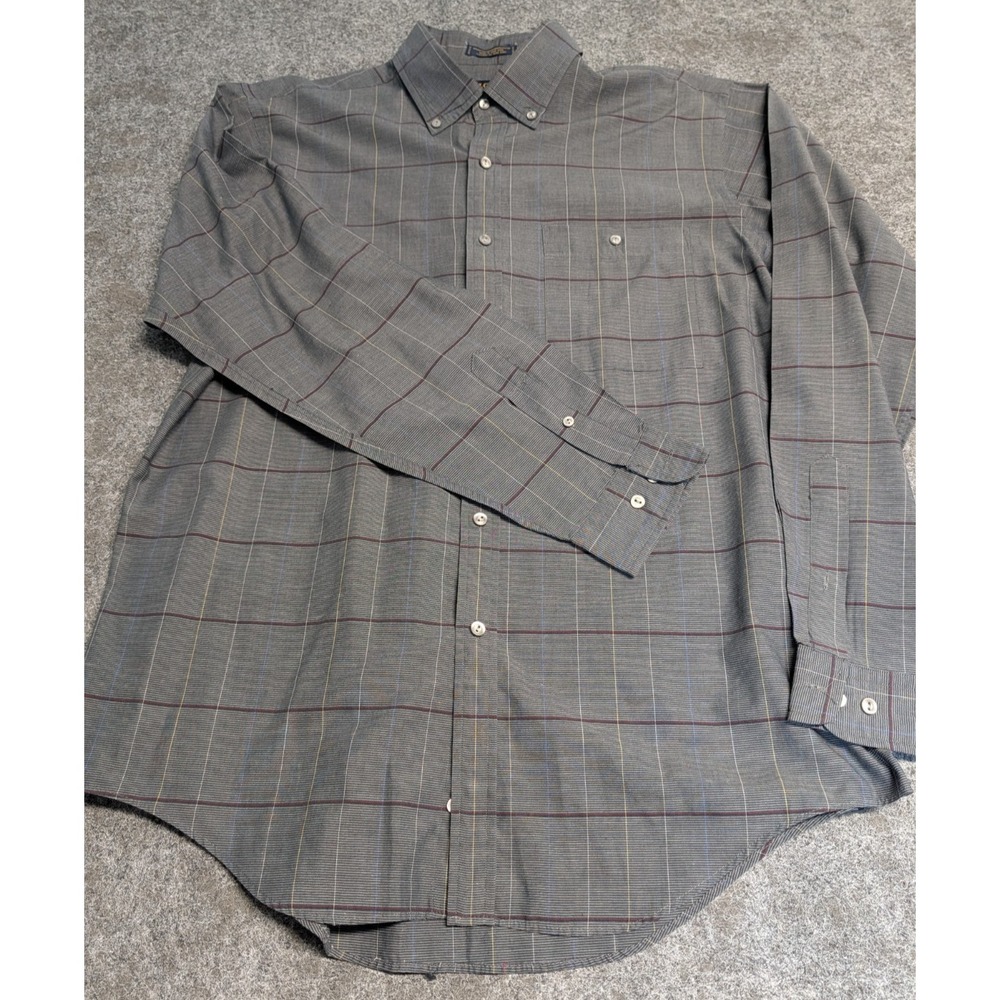 Colours by Alexander Julian Long Sleeve Plaid Shirt Mens L 16-16.5 Gray/Red/Wh